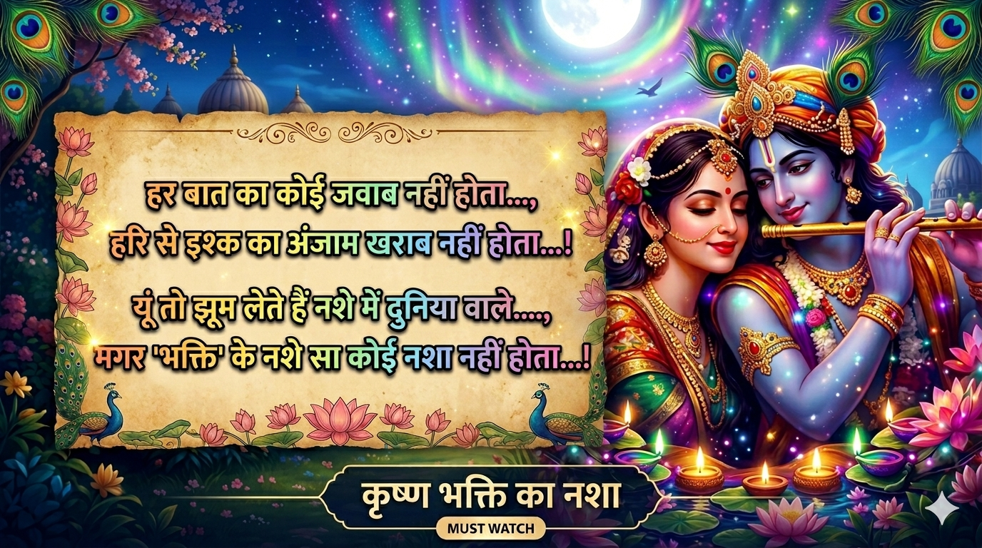 कृष्ण भक्ति का नशा | दिल को छू लेने वाली कृष्ण भक्ति शायरी | Radha Krishna Bhakti Statu cover