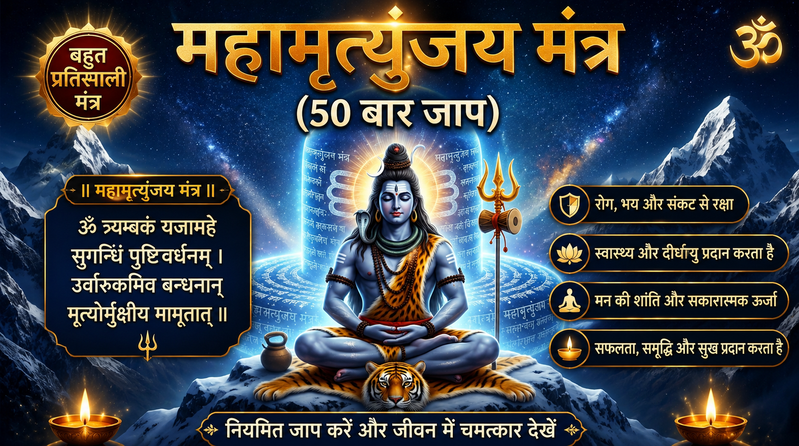 50 Times Mahamrityunjaya Mantra | Cinematic Shiva Visuals & Peaceful Chanting cover